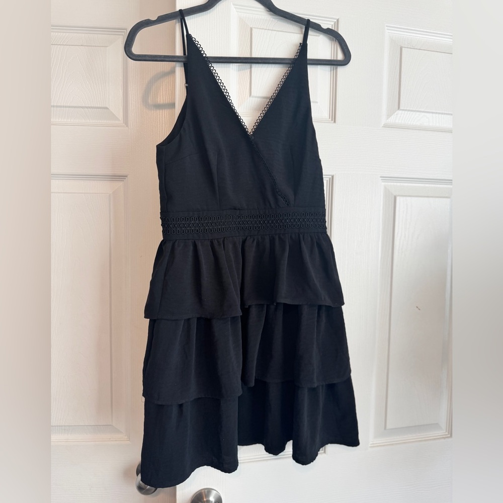 MINKPINK Black Tiered V-Neck Dress